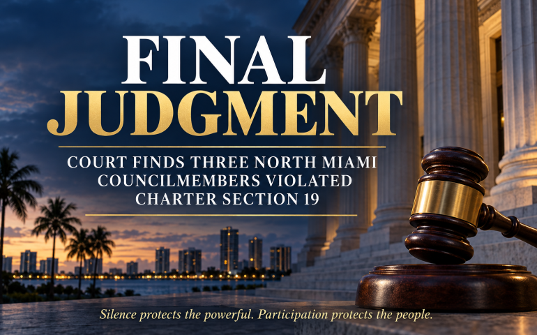 Final judgment finding three North Miami councilmembers violated Charter Section 19